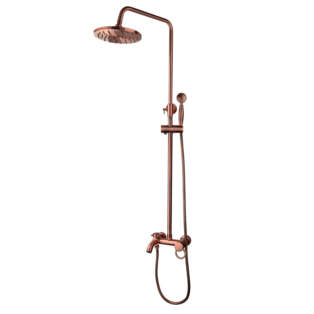 Imagem -04 - Jieni-antique Copper Bathroom Shower Grupo Chuveiro de Chuva Misturador de Banho Funções w Hand Shower Tap