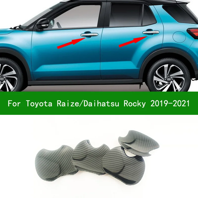 

Accessory glossy black carbon fibre car side door handle bowl cup cover trim for toyota raize daihatsu rocky A200 2019-2021 2020