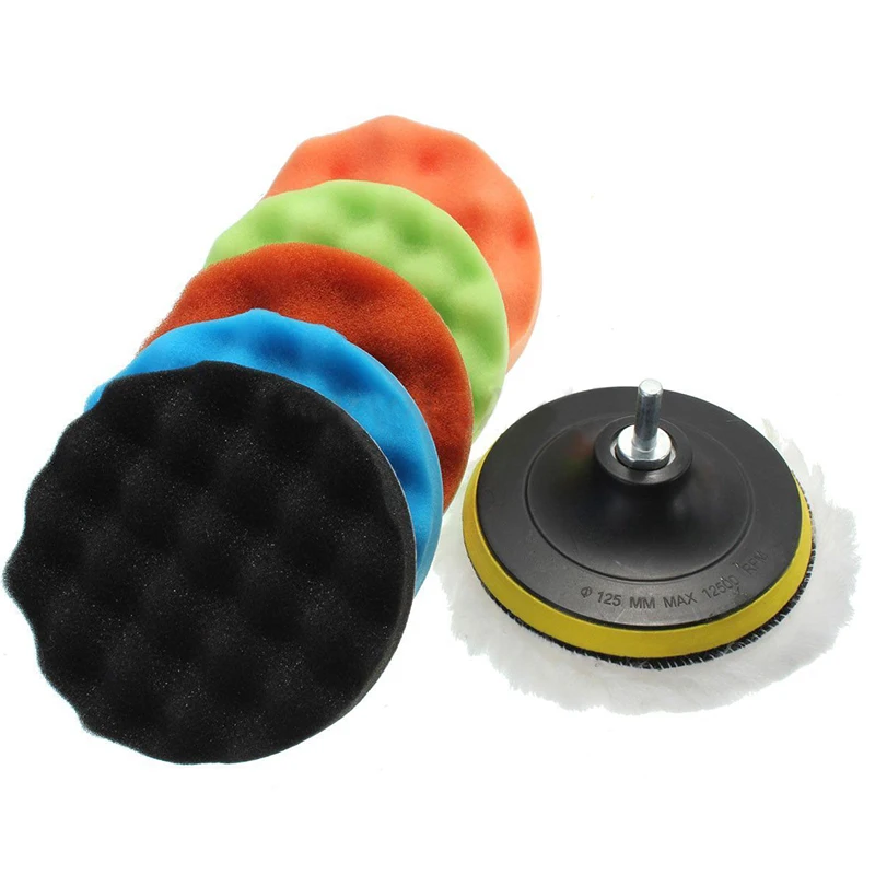 8PCS/Set 3inch Buffing Pad Set Auto Car Polishing Pad Kit For Car Waxing Polisher + Drill Adaptor Power Tools Accessories