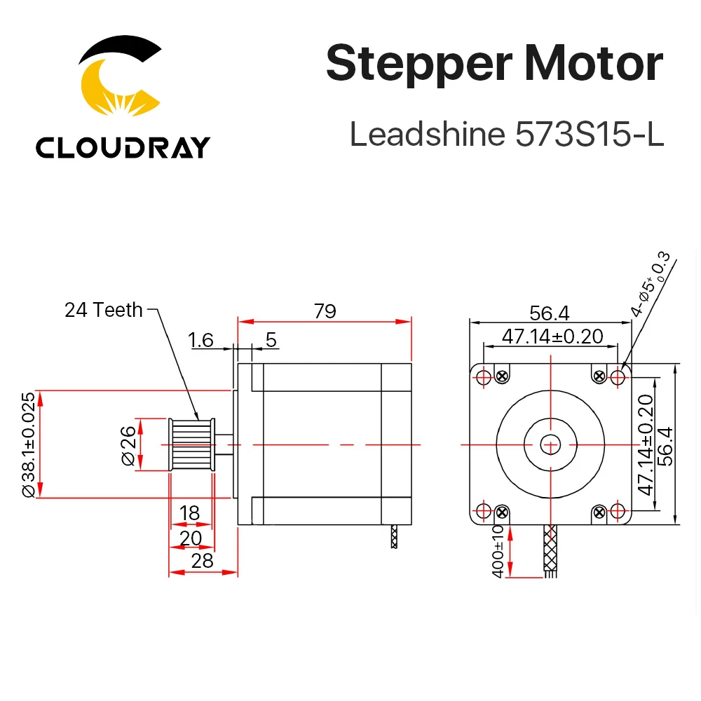 Cloudray Leadshine 3 phase Stepper Motor 573S15 573S15-L for NEMA23 5.8A length 76mm Shaft 8mm