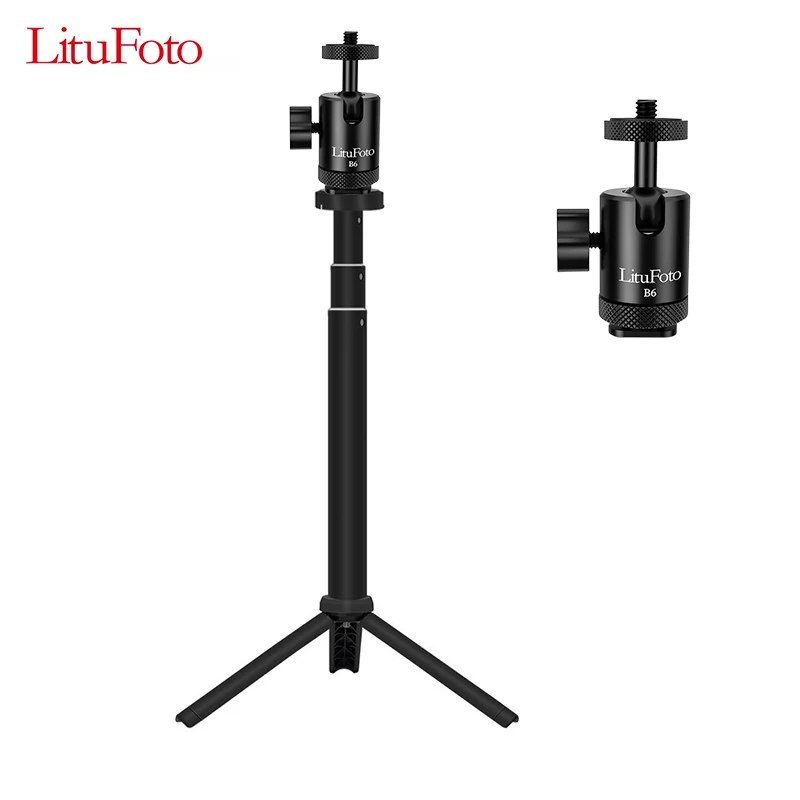 LituFoto B6ball head Tripod for iPhone Samsung Xiaomi Huawei Mobile Phone Smartphone Tripod for Gopro 9 8 7 Camera Tripode Kit