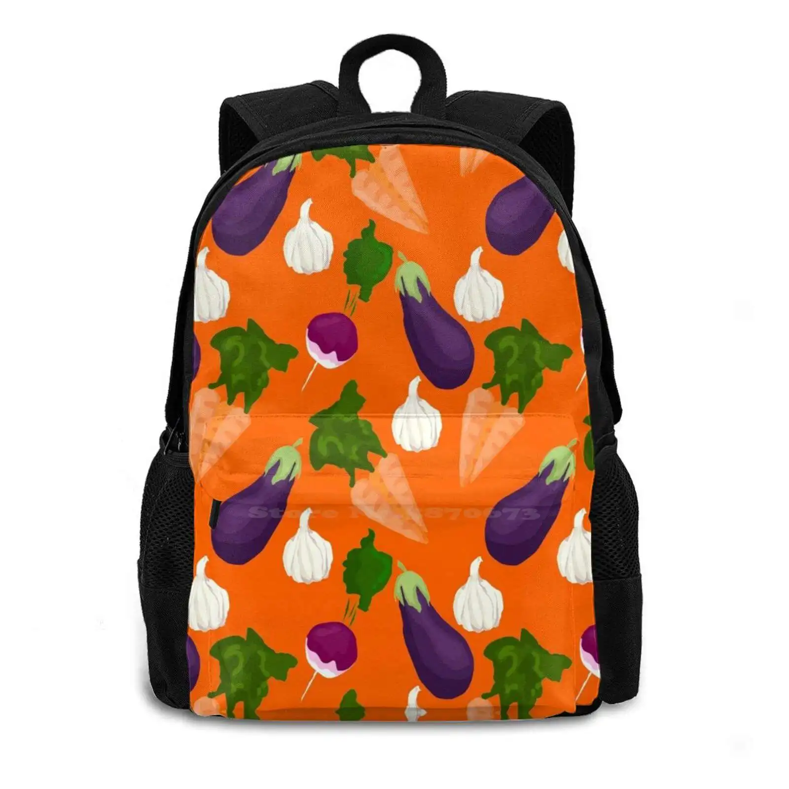 Pattern Teen College Student Backpack Laptop Travel Bags Cute Tomato Chubby Fat Kawaii Food Veggies