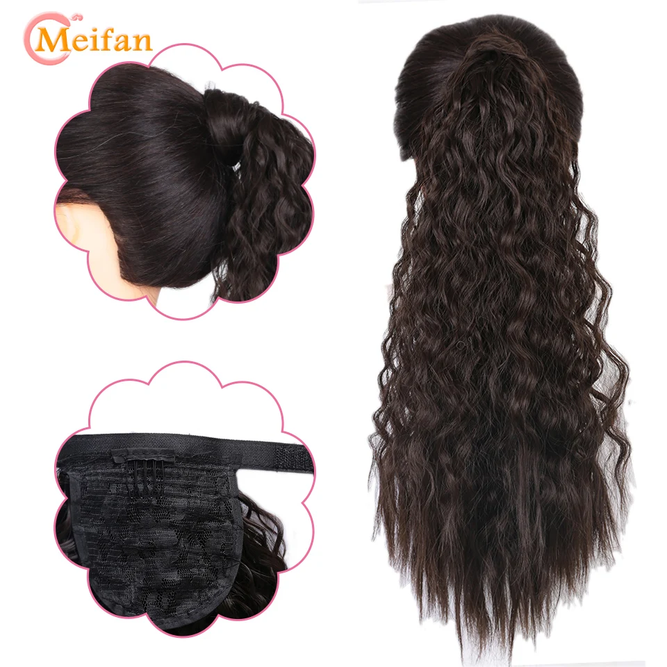 MEIFAN syntetyczne długie proste/kręcone Ombre kucyk Hairpiece naturalne fałszywe Wrap Clip-on kucyk rozszerzenia Afro kucyk