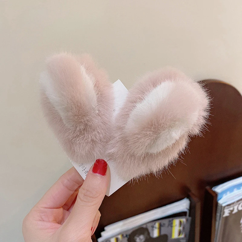 Ruoshui 2PCS Woman Girls Lovely Fluffy Hairpins Sets Animal Ear Hair Clips Cat Hair Accessories Barrettes Hairgrip Headwear