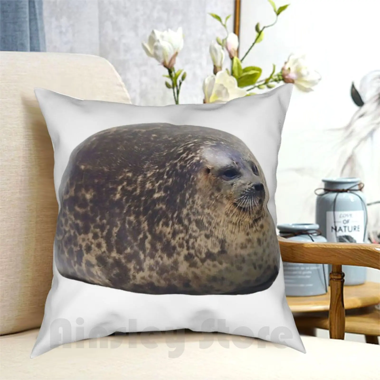 Chubby Seal Pillow Case Printed Home Soft DIY Pillow cover Seal Chubby Round Cute Cute Seal Chonky Animals Memes Yukichan