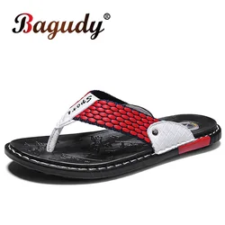 Men's Fashion Design Leather Slippers Summer Outdoor Beach Flip Flops Men Slippers Handmade Casual Shoes Soft Non-slip Slippers