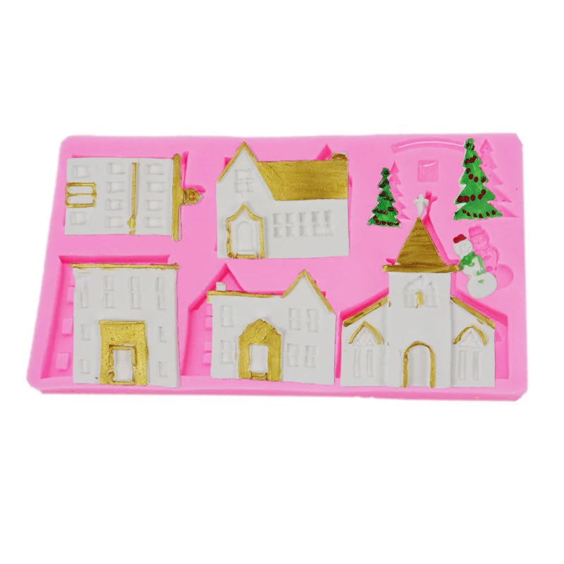 Merry Christmas House Cooking Tools Silicone Mould For Baking Of Cake Decorating Kitchenware Fondant Sugar Mug Craft Candy