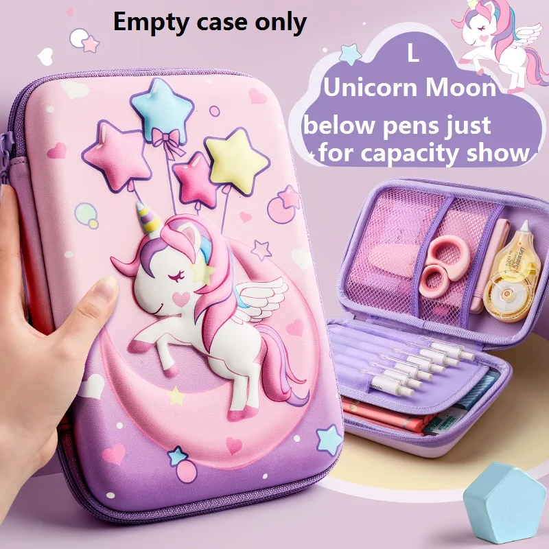 Pink Unicorn Pencil Case EVA 3D Pen Box Stationery Organizer School Supplies Kawaii Ruler Erasers Holder Gift Pouch Ins Storage