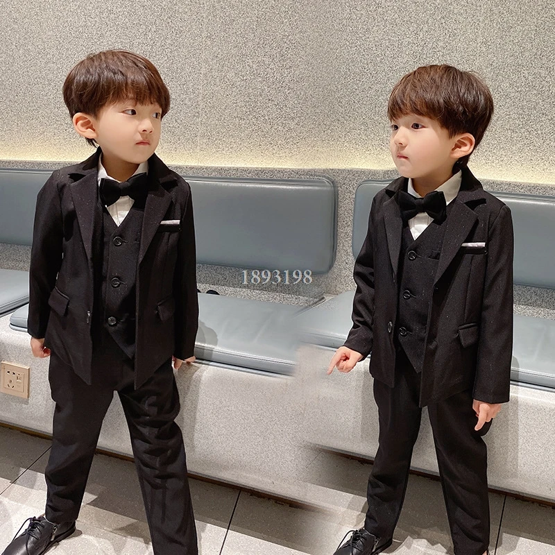 

Formal Children Suits Set Handsome Boys British Piano Performance Hosts Wedding Costume Kids Blazer Vest Pants Clothing Set