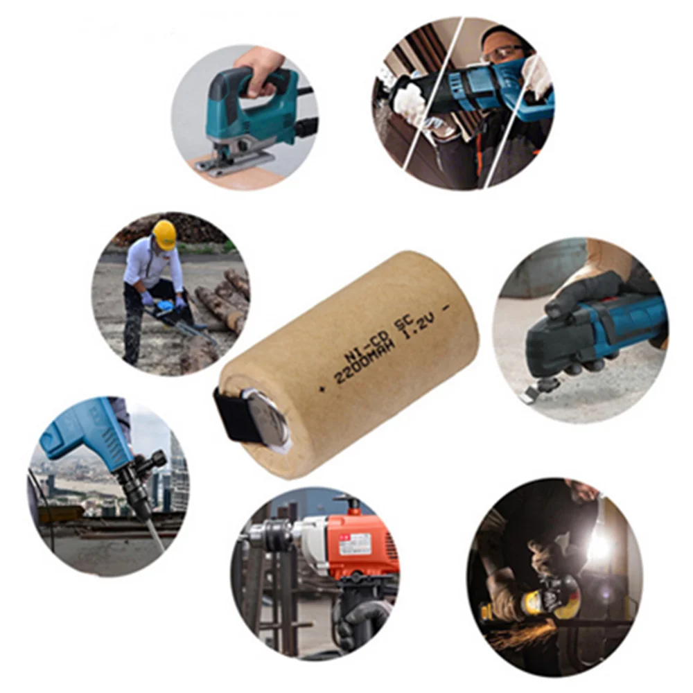 2-12pcs Screwdriver Electric Drill SC Batteries 1.2V 2200mah Sub C Ni-Cd Rechargeable Battey with Tab Power Tool NiCd SUBC Cells