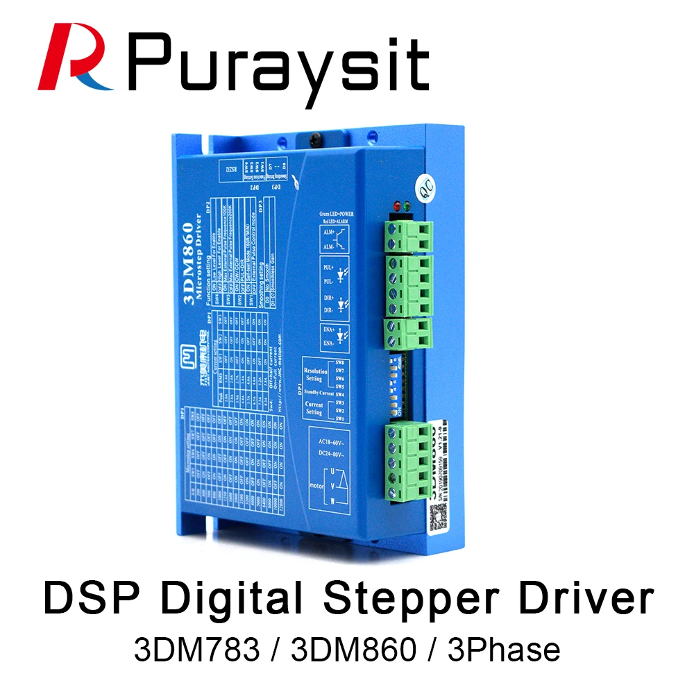 Puraysit 3 Phase Digital Stepper Motor Driver 3DM783 3DM860 Input Voltage DC30-110V AC24-80V Match With 86 Stepping Motor