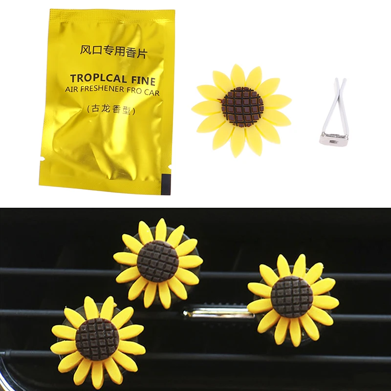 

1PC Car-Stylish Air Outlet Multiflora Sunflower Perfume Clip Air Auto Vent Freshener Perfume Diffuser Gift Decor