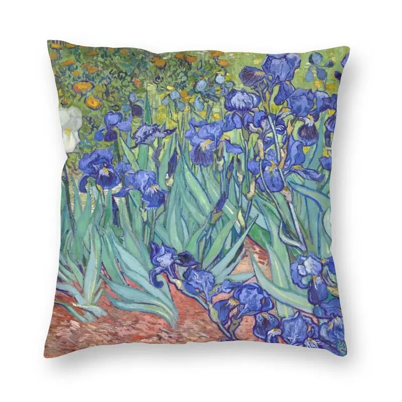 Irises By Vincent Van Gogh Cushion Cover Art Flowers Painting Throw Pillow Case for Living Room Cool Pillowcase Home Decor