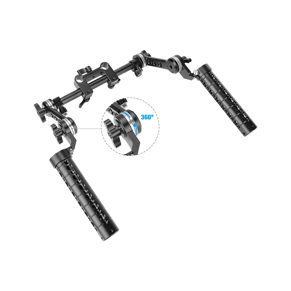 HDRiG Shoulder Mount Rig Kit With ARRI Style Rosette Hand Grips and Extension Arm Dual 15mm LWS Rod Clamp For DSLR Camera Photo