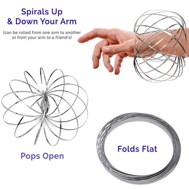 Magic Flow Ring Stainless Kinetic Spiral Spring 3D Bracelet Toys Children Kids Adult Novelty Stress Relief Sensory Education Toy