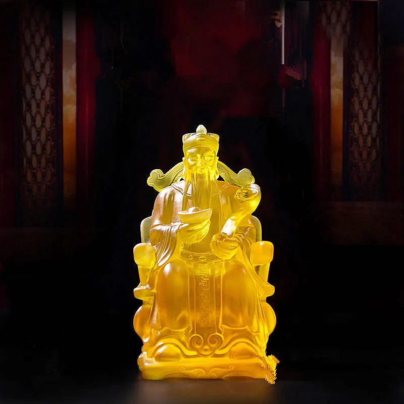 

Delicate 10cm Cute Yellow Resin God of Wealth Buddha Statue ,Tibetan Suppliers Home Putting Decorations Figurines