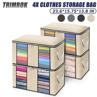 TRIMROK 4PCS Folding Clothes Quilt Storage Bags Blanket Closet Storage Organizer Storage Box Sorting Pouches Cloth Cabinet Home