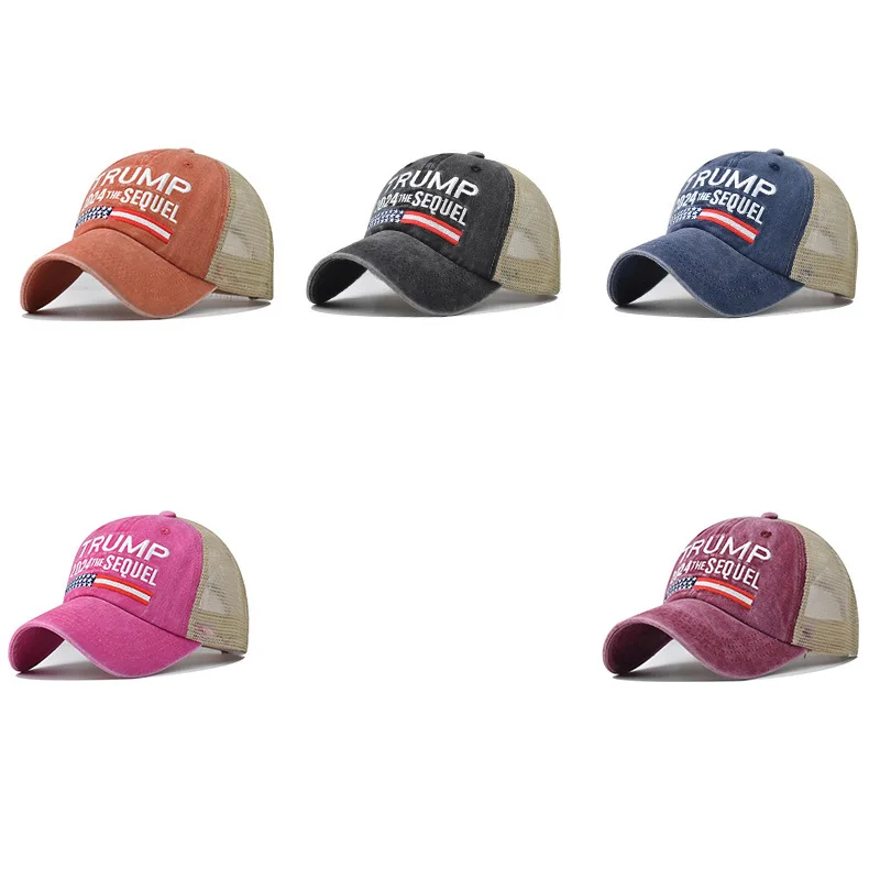 Embroidery Trump 2024 American Presidential Baseball Cap Make America Great Again Hat Donald Trump Republican Campaign  Mesh Cap