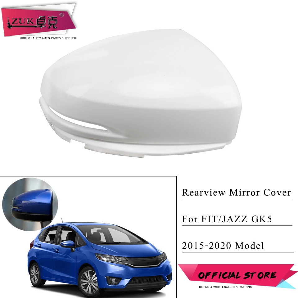 ZUK With Lamp Type Car Exterior Rearview Door Mirror Cover For HONDA FIT JAZZ GK5 2014-2019 CITY GM6 None Painted