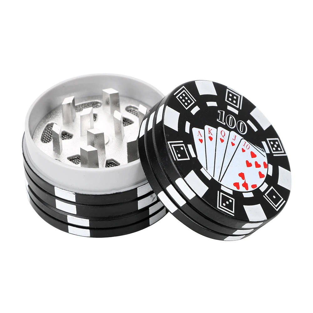 Herb Cutter Grinder Cigarette Accessories Gadget Smoking Pipe Accessories Poker Chip Style 3-layer Spice Cutter