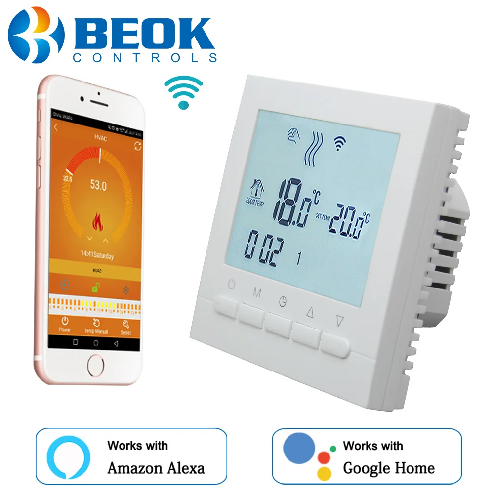 BEOK-Termostato de calefacción de caldera de gas, dispositivo regulador de temperatura inteligente con Wifi, BOT-313, WIFI para calderas que