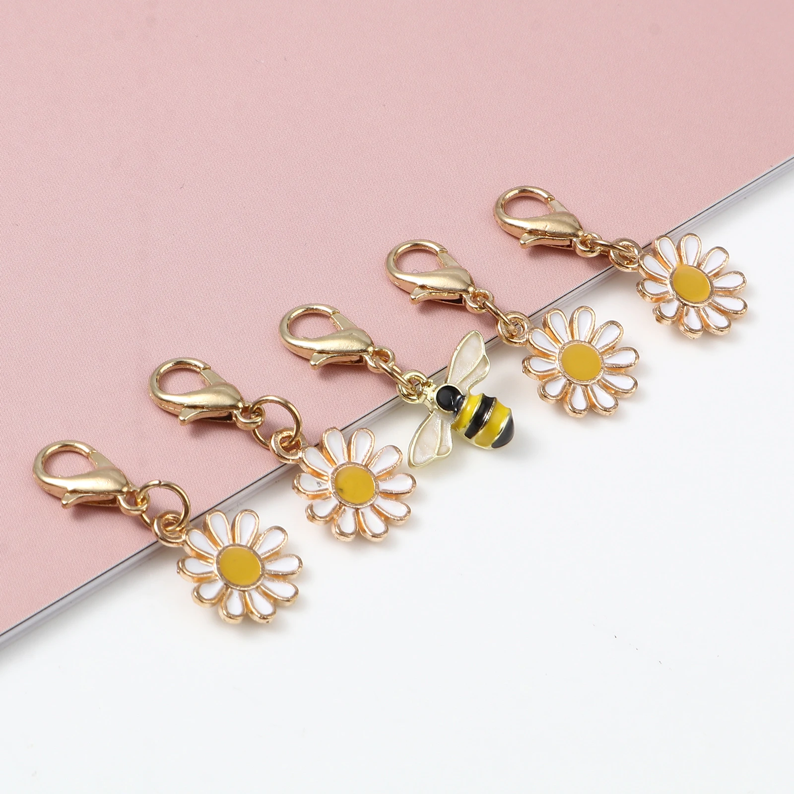 1Set Daisy Flower Enamel Knitting Stitch Markers Zinc Alloy Flower Pendant Multicolor For Knitting Tools DIY Findings