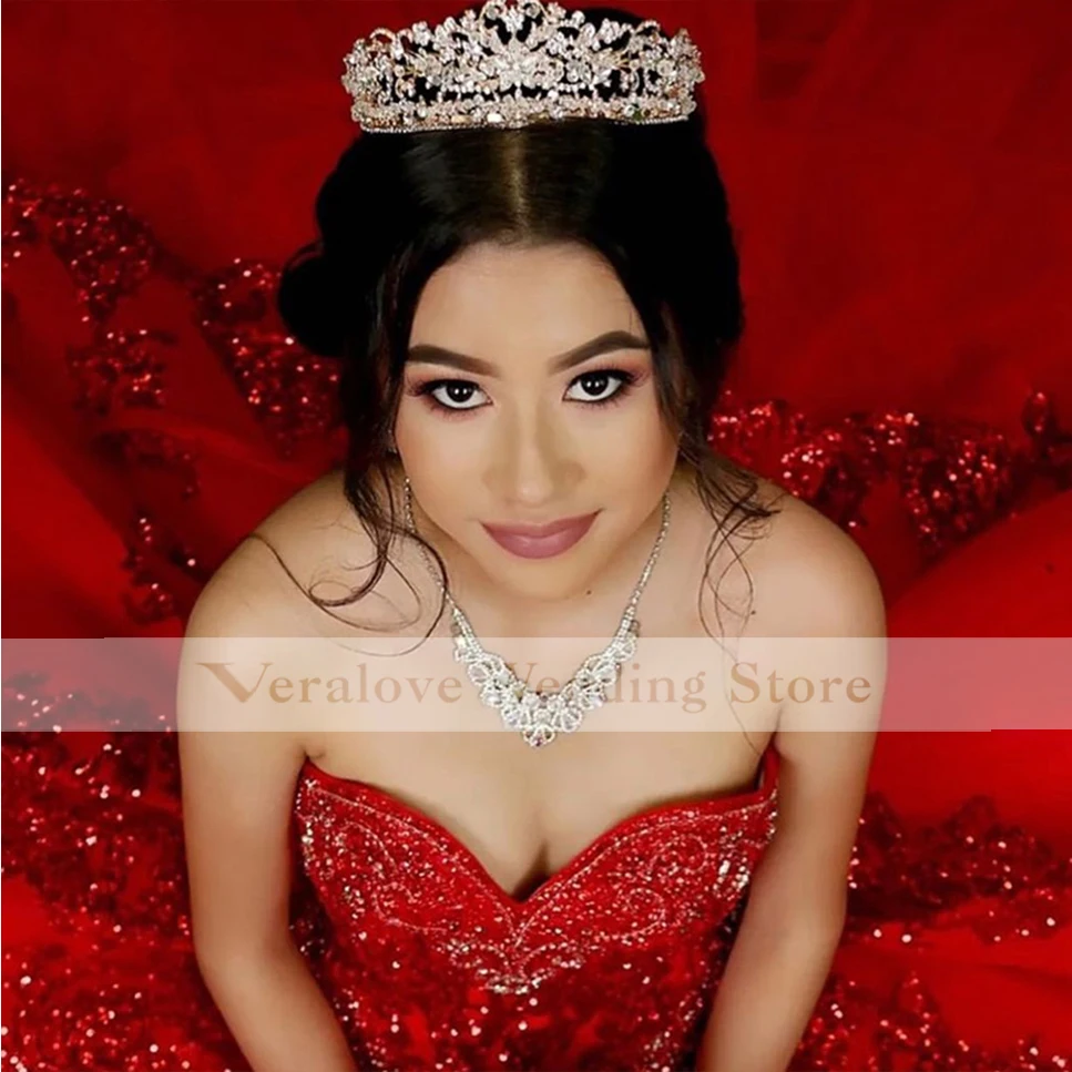 Veralove красное платье принцессы Quinceanera 2022 женское кружевное платье для выпускного вечера robe de mariage