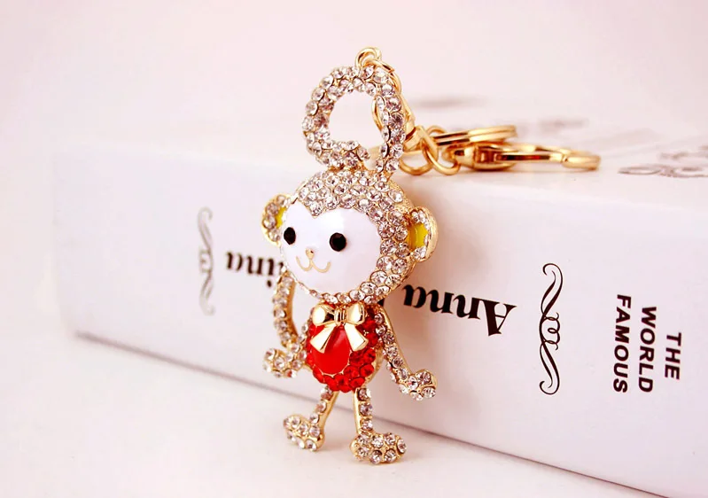 XDPQQ Animal Series Monkey Keychain Metal Rhinestone Fashion Female Bag Pendant Holiday Gift Keyring