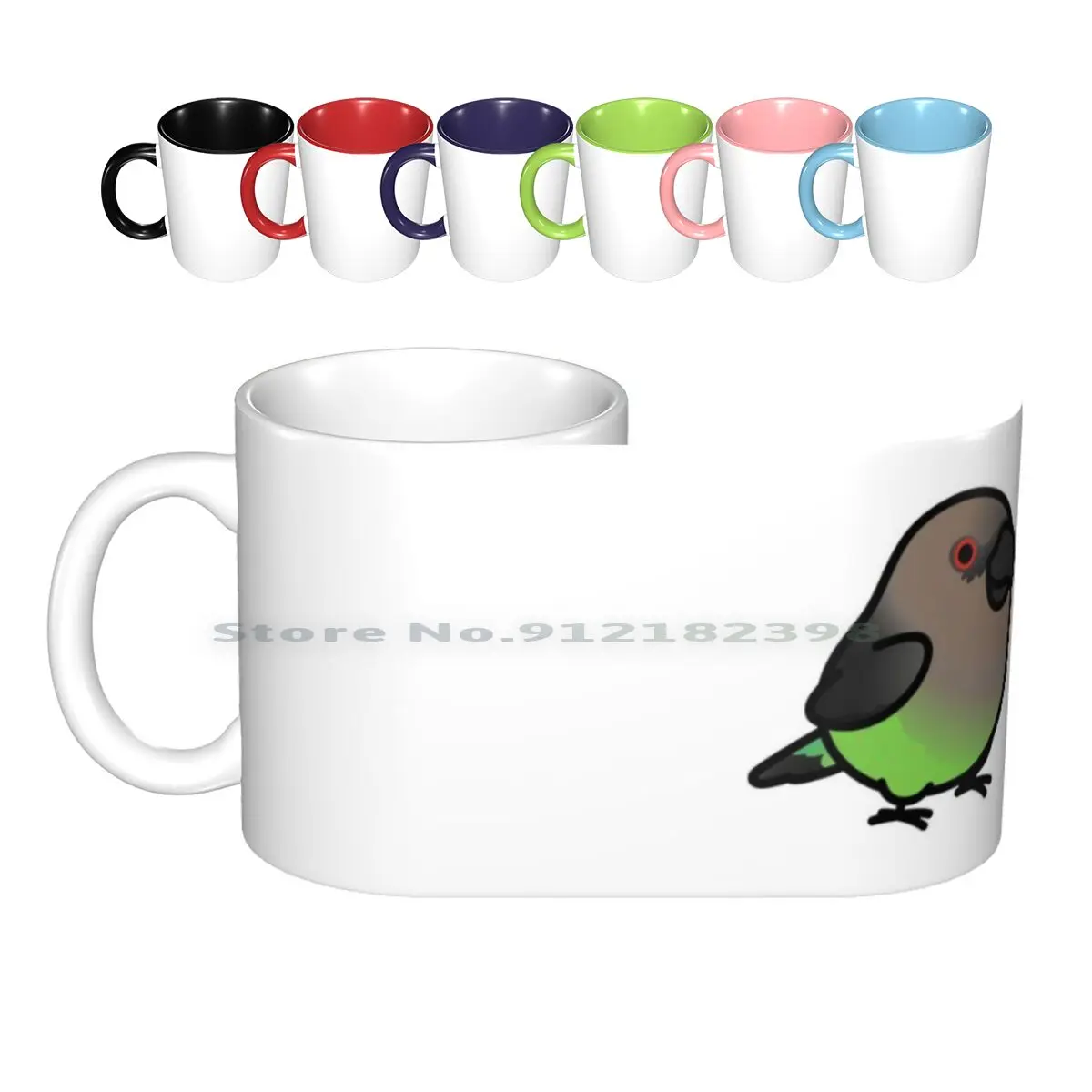 Red-Bellied Parrot Female Ceramic Mugs Coffee Cups Milk Tea Mug Red Bellied Parrot Parrot Birb Birblr Bird Cute Chubby Birds