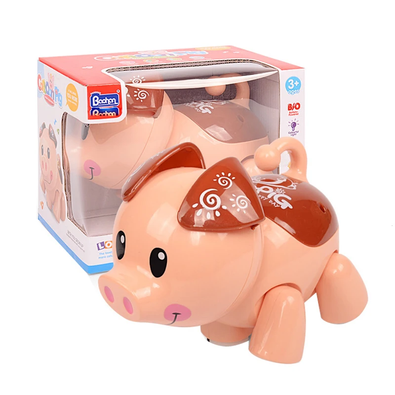 Electronic toy car Cute piggy model Universal walking music cool lighting Interactive Cartoon Pig Electric Virtual Pets kids boy