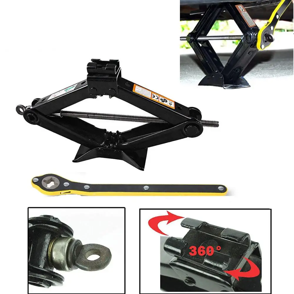 2T&1.5T Scissor Jack Car Scissor Jack With Hand Crank Portable RV Stabilizers For Sedan Coupe With Labor-Saving Ratchet Wrench