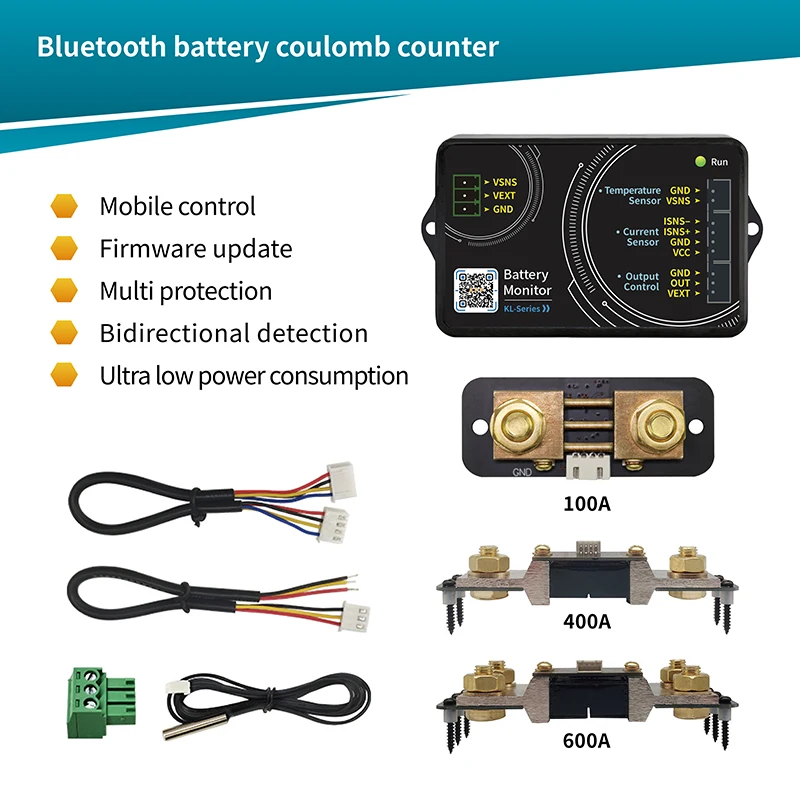 KL110F 0~100A Coulomb Counter Lithium Battery Battery Car Battery Lithium Iron Phosphate Capacity Tester BT APP Monitor