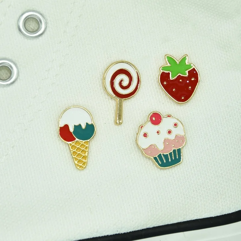 Ice cream Strawberry Fruit Cake Lollipop Enamel Pin  Brooch Bag Clothes Lapel Pin Sasha Away Badge Cartoon Jewelry Gift For Kids