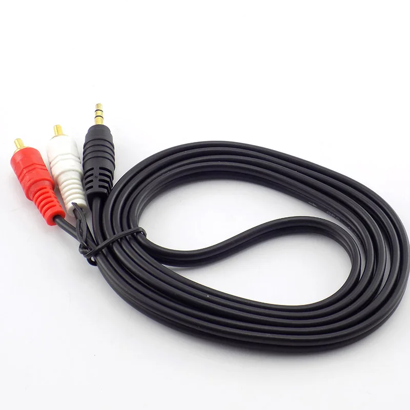 1.5M 3M 5M 10M 3.5mm Plug Jack Connector to 2 RCA Male Music Stereo Adapter Cable Audio AUX Line for Phones Sound Speakers J17