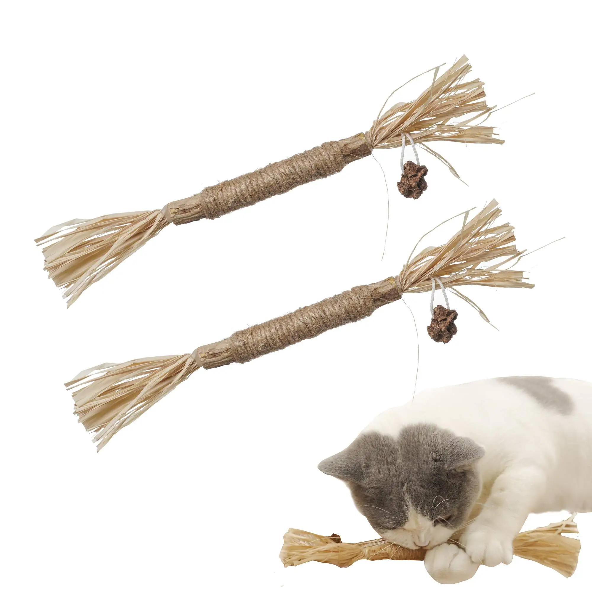 Catnip Cat Chew Toys Teething Cleaning Silvervine Sticks for Kitten Catmint Molar Indoor Interactive Chew Stick Toys for Cat Pet