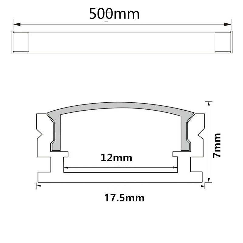 U/v-vormige Led Aluminium Kanaal 0.5M, gebruikt dla 3528 5630 5050 Led taśmy Led Aluminium kanał kryty Verlichting