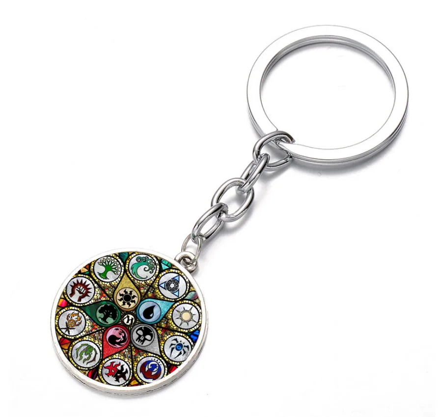 anime The Seven Deadly Sin Keychain Glass Dome Key Chain Bag Charm Pendant Bronze black Holder Kids boys girl Comic key ring