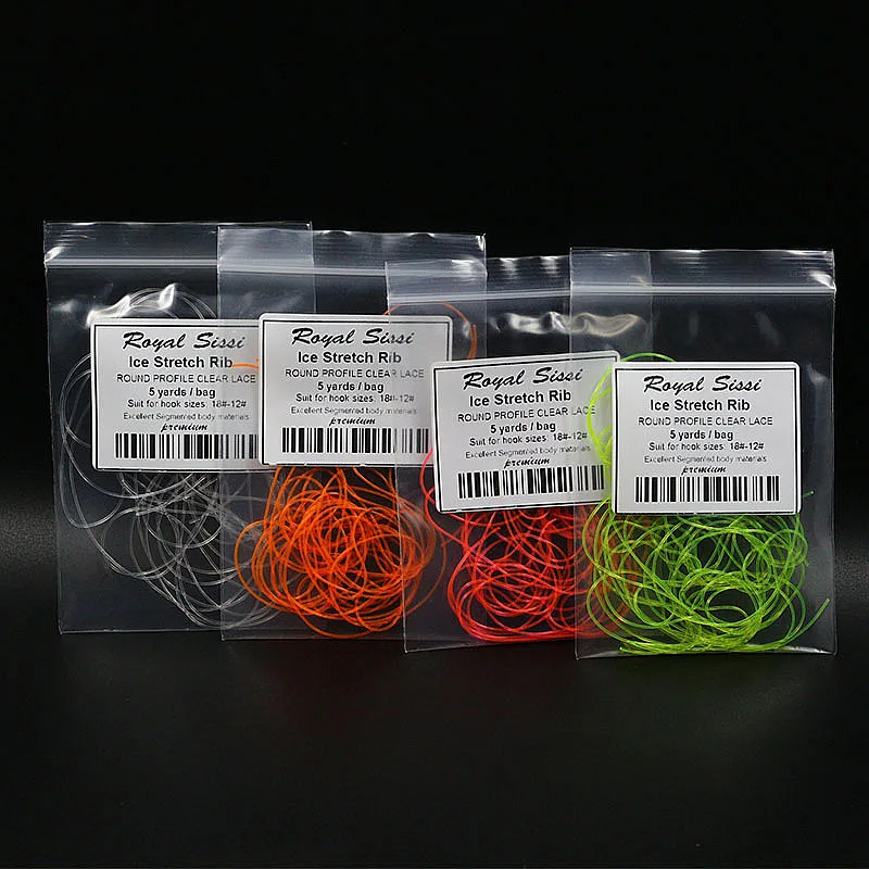 Hot 5yards pack fly tying ice stretch rib for size 18-14# small fly fishing flies round lace body wrapping fly tying materials