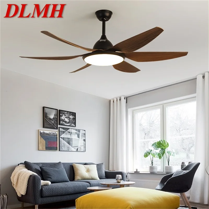 

DLMH Classical Wood 56” Ceiling Fan Light with Remote Control LED Lamp for Home Dining Living Room