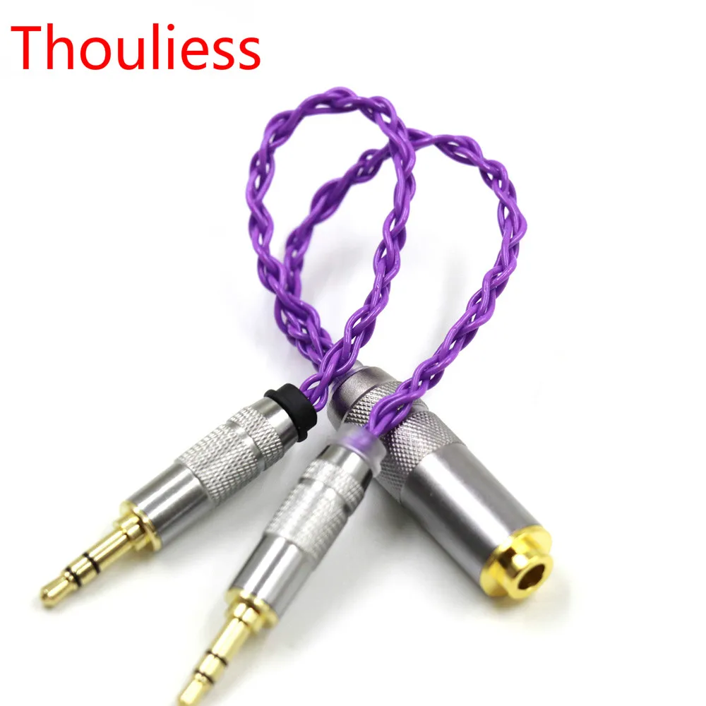 Thouliess 10cm Single Crystal Copper Silver Plated 2x3.5mm Male to 4.4mm Balanced Female Adapter Cable for chord mojo Player