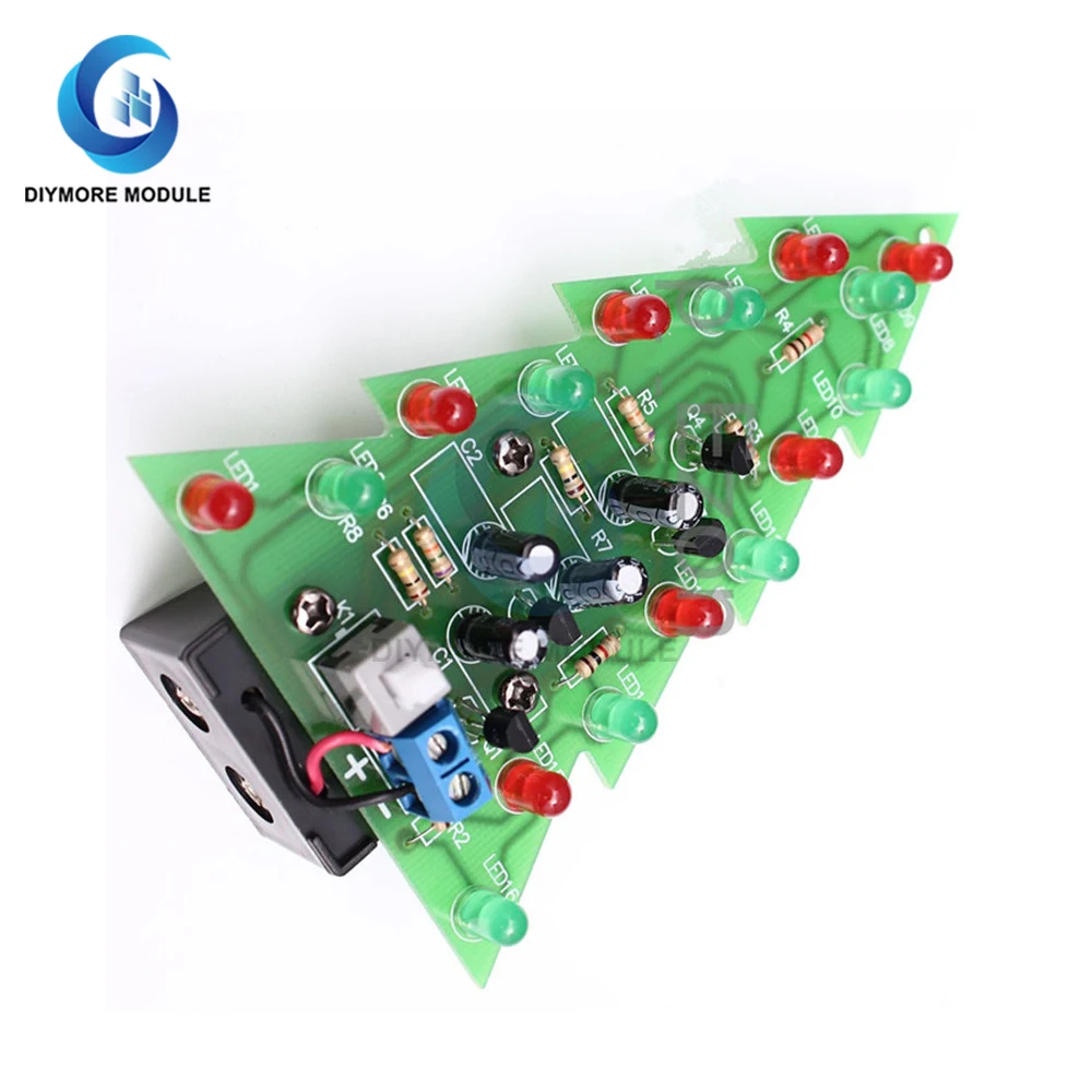 Diy Kit Electronic PCB Board Module Trees LED Circuit Red Green Flash Light Electronic Suit