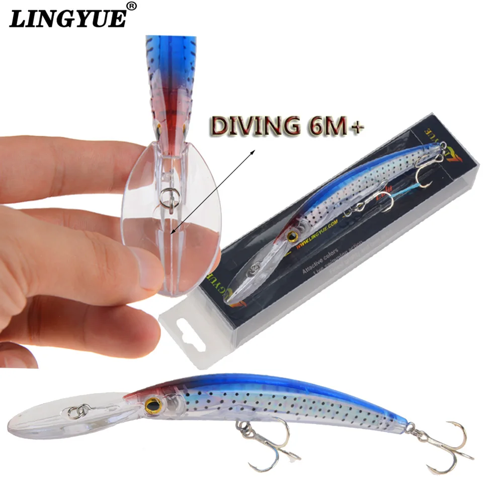 LINGYUE-Señuelo artificial 3D de pesca flotante, cebo sábalo grande de 17 cm, peso 24g y longitud de 6m, aparejos con cuerpo y ojos para peces