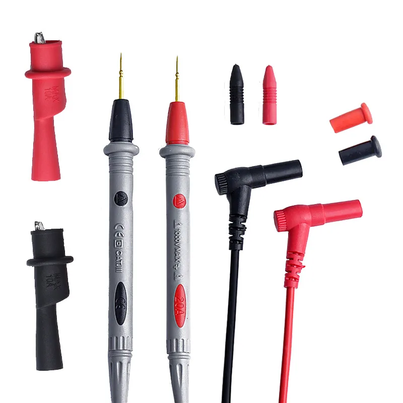 10A 20A Digital Multimeter probe Soft silicone wire Needle tip Universal test leads with Alligator clip a pair