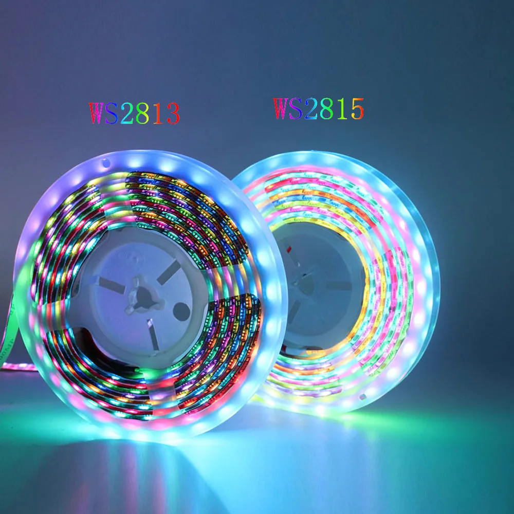 WS2813（5V)WS2815(12V) WS2812B Updated Smart RGB Led Strip 30/60/144Leds/m Individually Addressable Dual Signal