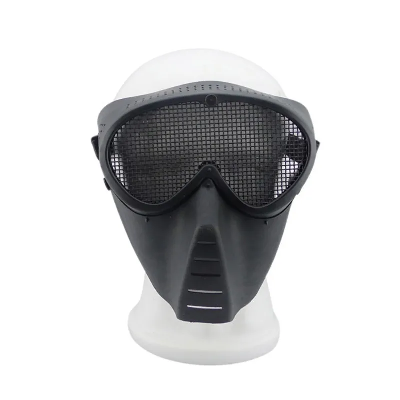 Máscara de media cara táctica de malla de acero, accesorios militares para exteriores, juego de guerra, caza, tiro, Airsoft, Paintball