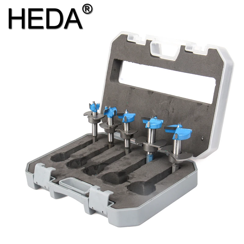 15/20/25/30/35mm 5Pcs Hex Shank Tungsten Carbide Cutter Forstner Woodworking Tools Hole Saw Cutter Hinge Boring Drill Bits Set