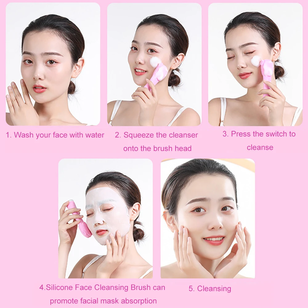 ซิลิโคนแปรงทำความสะอาดผิวหน้าไฟฟ้า Soft Facial เครื่องซักผ้า Ultrasonic Blackhead ทำความสะอาดใบหน้าแปรงเครื่องมือ