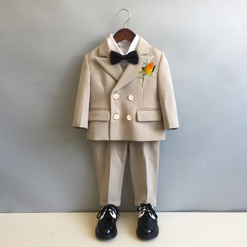 Baby Boys 1 Year Birthday Set Kids Wedding Suit Child Jacket Vest Pants Photograph Suit Children Wedding Performance Party Dress