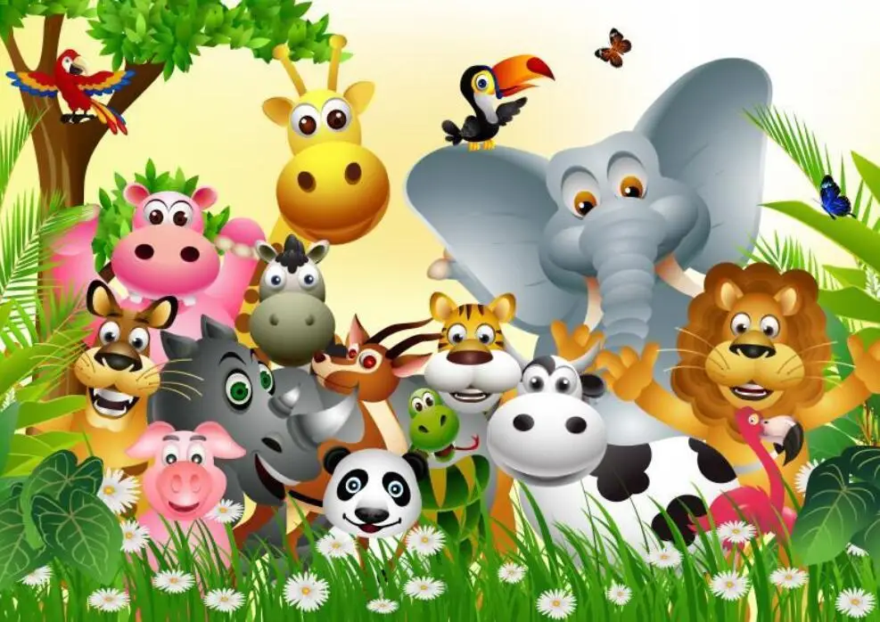 Benutzer definierte Foto 3d Cartoon Tier Tapete Holz Hintergrund Wand dekorative Tapete für Kinderzimmer Wandmalerei Hintergrund