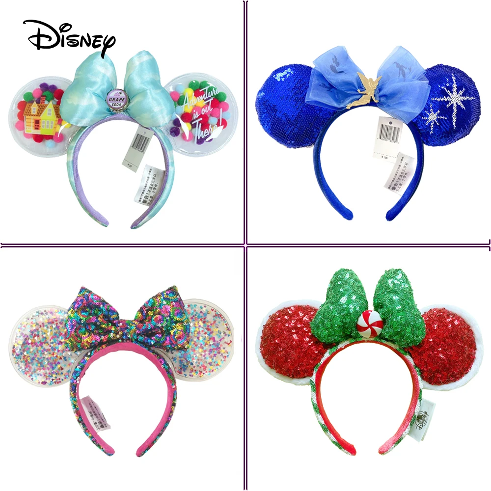 Disney peter pan Headband Disneyland Big Bow Transparent Plush Ball ears Headband Cartoon Minnie Ears Birthday Party Decoration